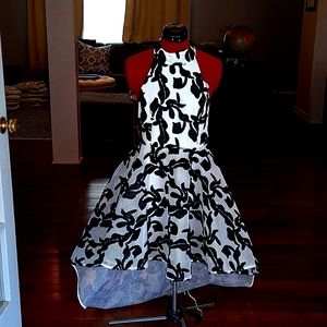 Akira Black and White Halter High Low Dress